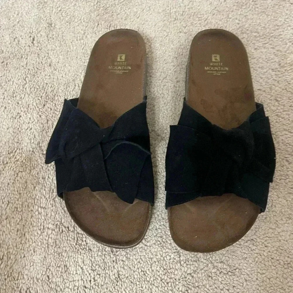 Women’s White Mountain Henley Comfort Flat Slip-on Sandals, Black Suede Size 11 - Picture 4 of 9